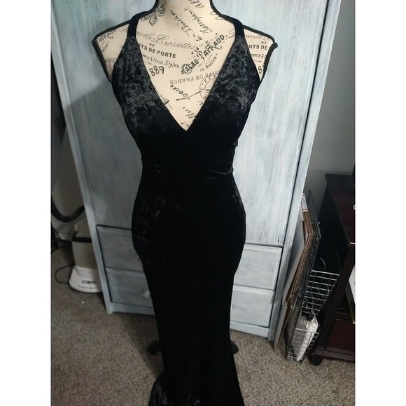Windsor Maxi Sleeveless Velor Lace Back Dress Black Sm Y2K Wimsygoth Vintage... - Picture 6 of 16